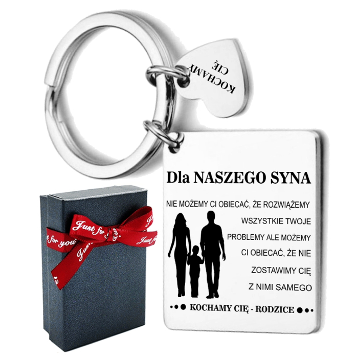 Dla Syna od Rodziców Breloczek Prostokąt z Sercem